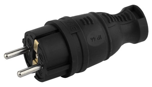 Вилка электрическая с заземлением прямая ЭРА V8-B-IP44 16А IP44 черный картинка 